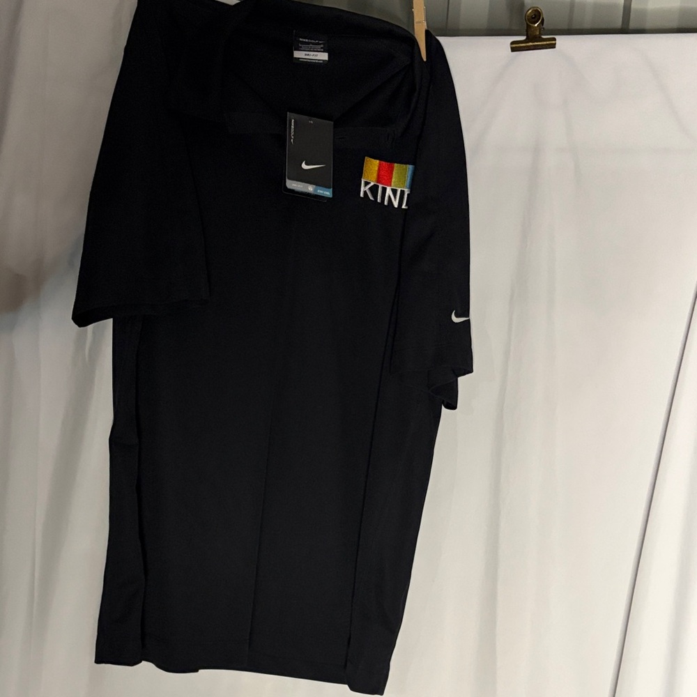 Nike Black Polo with Multicolor KINI Stripe Logo